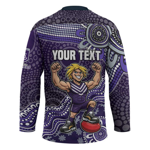 Personalized Freo Football Mascot Hockey Jersey Aboriginal Dot Art Style Vibrant Indigenous Pattern Design