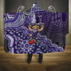 Personalized Freo Football Mascot Hooded Blanket Aboriginal Dot Art Style Vibrant Indigenous Pattern Design