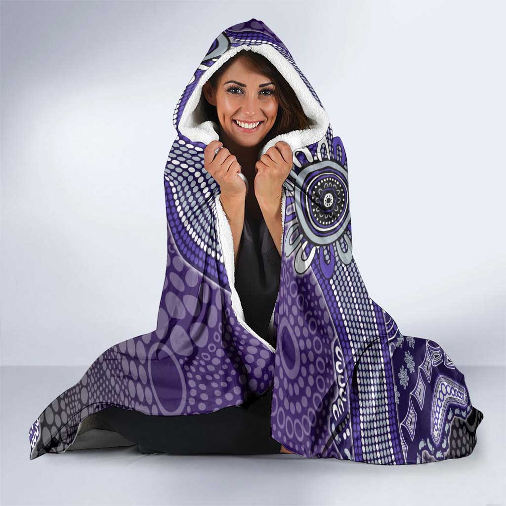 Personalized Freo Football Mascot Hooded Blanket Aboriginal Dot Art Style Vibrant Indigenous Pattern Design