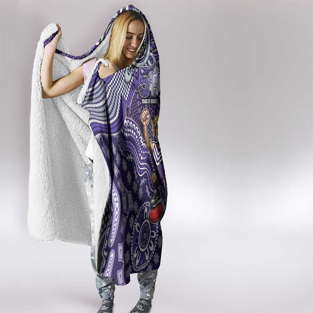Personalized Freo Football Mascot Hooded Blanket Aboriginal Dot Art Style Vibrant Indigenous Pattern Design