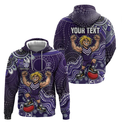 Personalized Freo Football Mascot Hoodie Aboriginal Dot Art Style Vibrant Indigenous Pattern Design