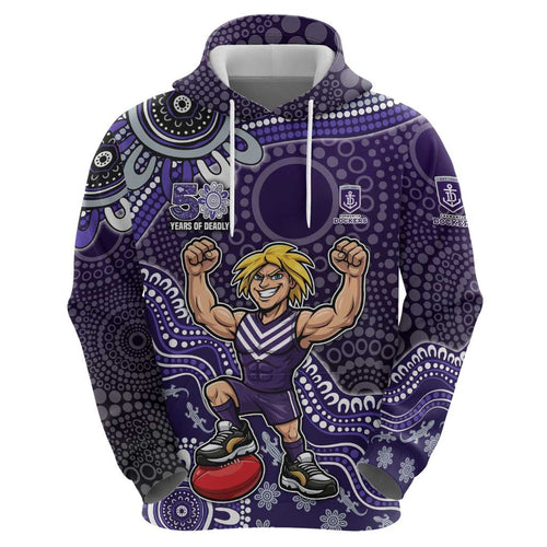 Personalized Freo Football Mascot Hoodie Aboriginal Dot Art Style Vibrant Indigenous Pattern Design