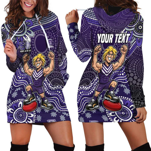 Personalized Freo Football Mascot Hoodie Dress Aboriginal Dot Art Style Vibrant Indigenous Pattern Design
