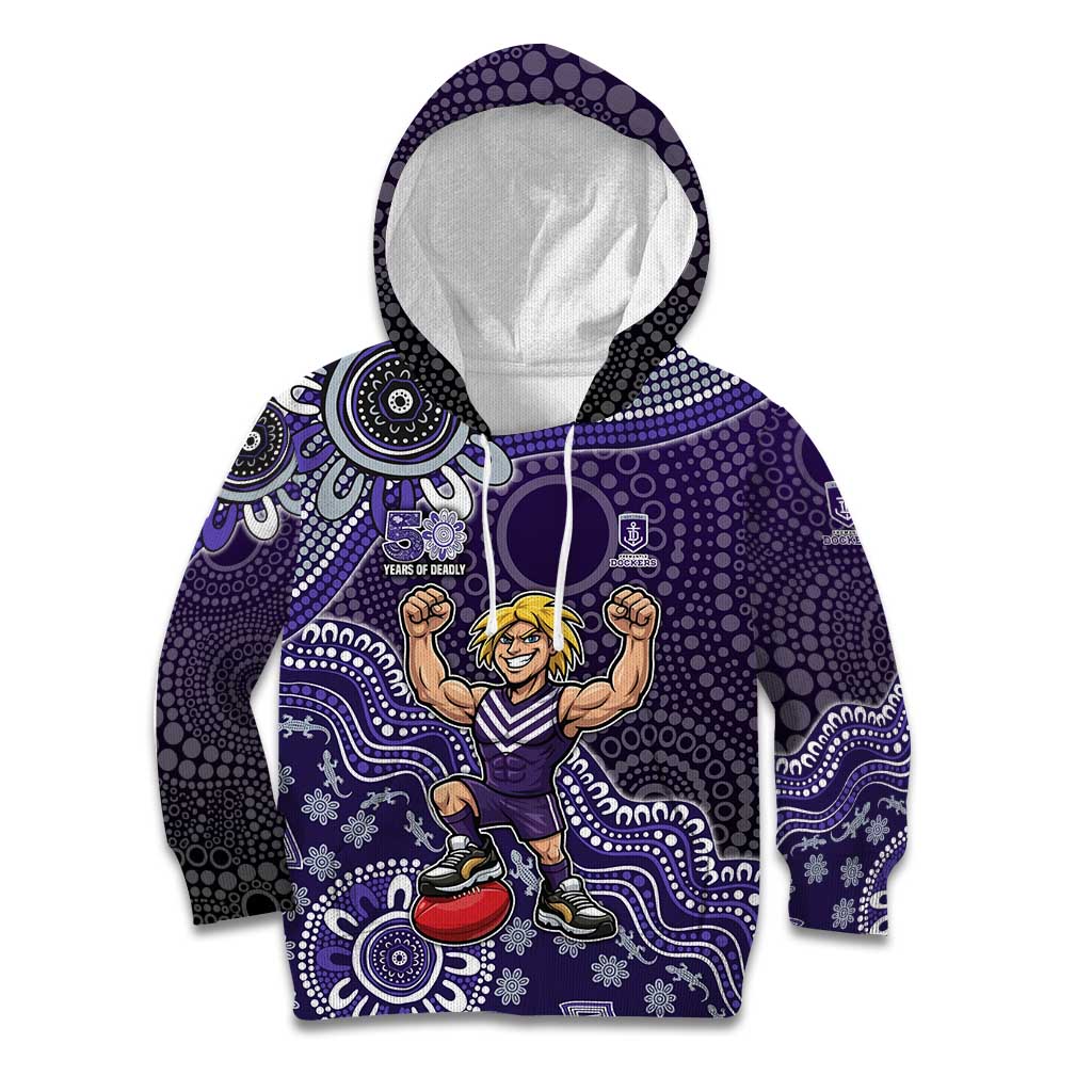Personalized Freo Football Mascot Kid Hoodie Aboriginal Dot Art Style Vibrant Indigenous Pattern Design