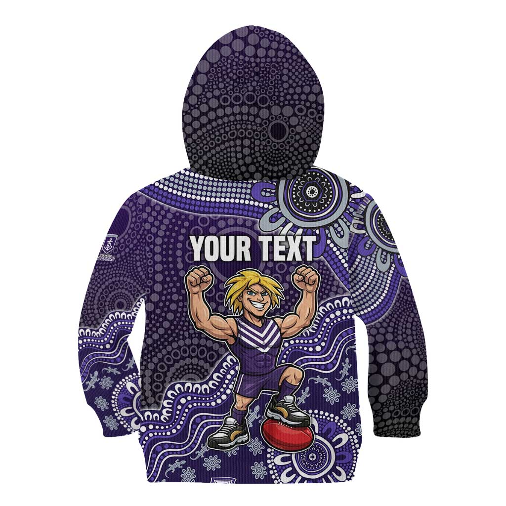 Personalized Freo Football Mascot Kid Hoodie Aboriginal Dot Art Style Vibrant Indigenous Pattern Design