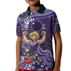 Personalized Freo Football Mascot Kid Polo Shirt Aboriginal Dot Art Style Vibrant Indigenous Pattern Design