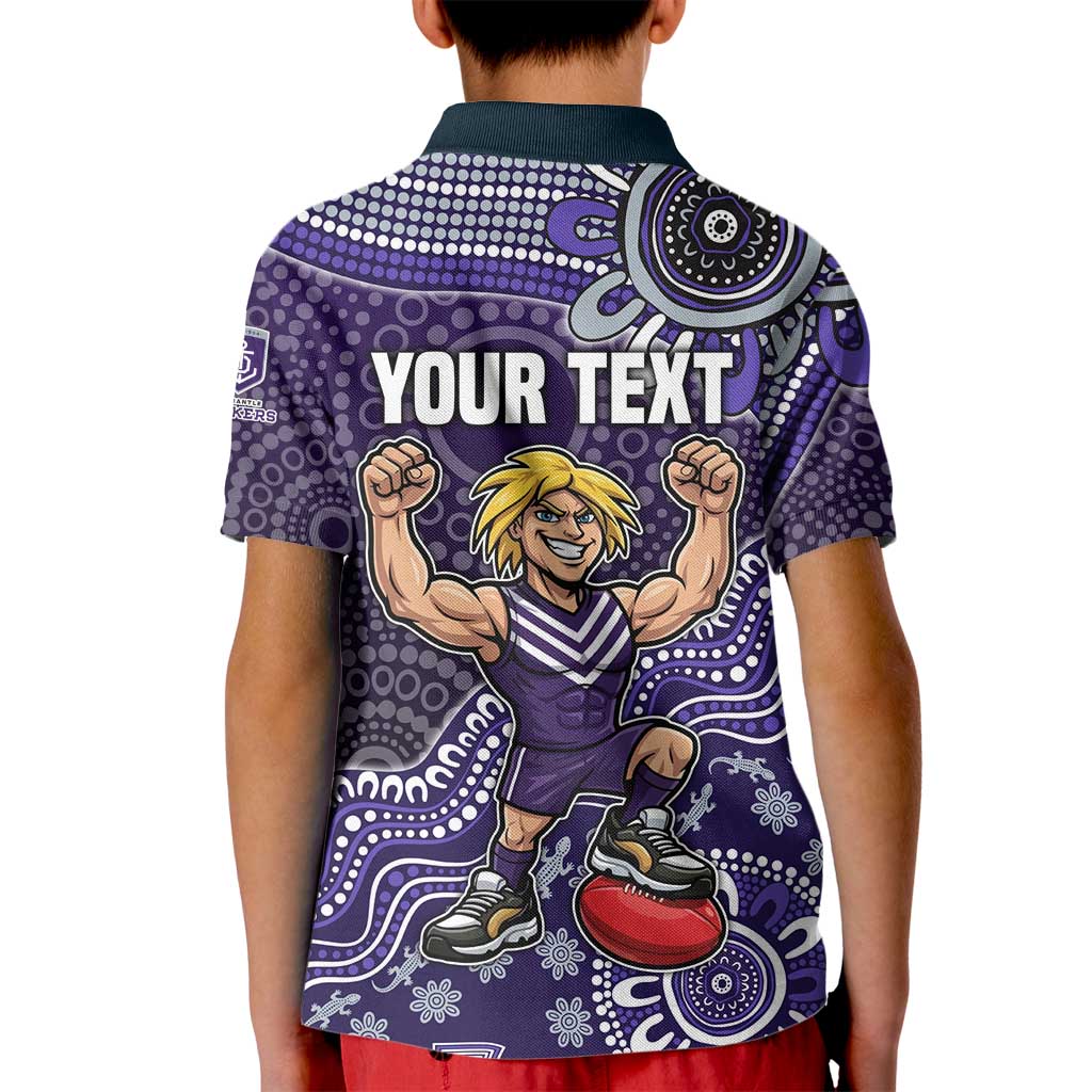 Personalized Freo Football Mascot Kid Polo Shirt Aboriginal Dot Art Style Vibrant Indigenous Pattern Design