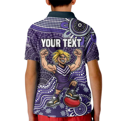Personalized Freo Football Mascot Kid Polo Shirt Aboriginal Dot Art Style Vibrant Indigenous Pattern Design