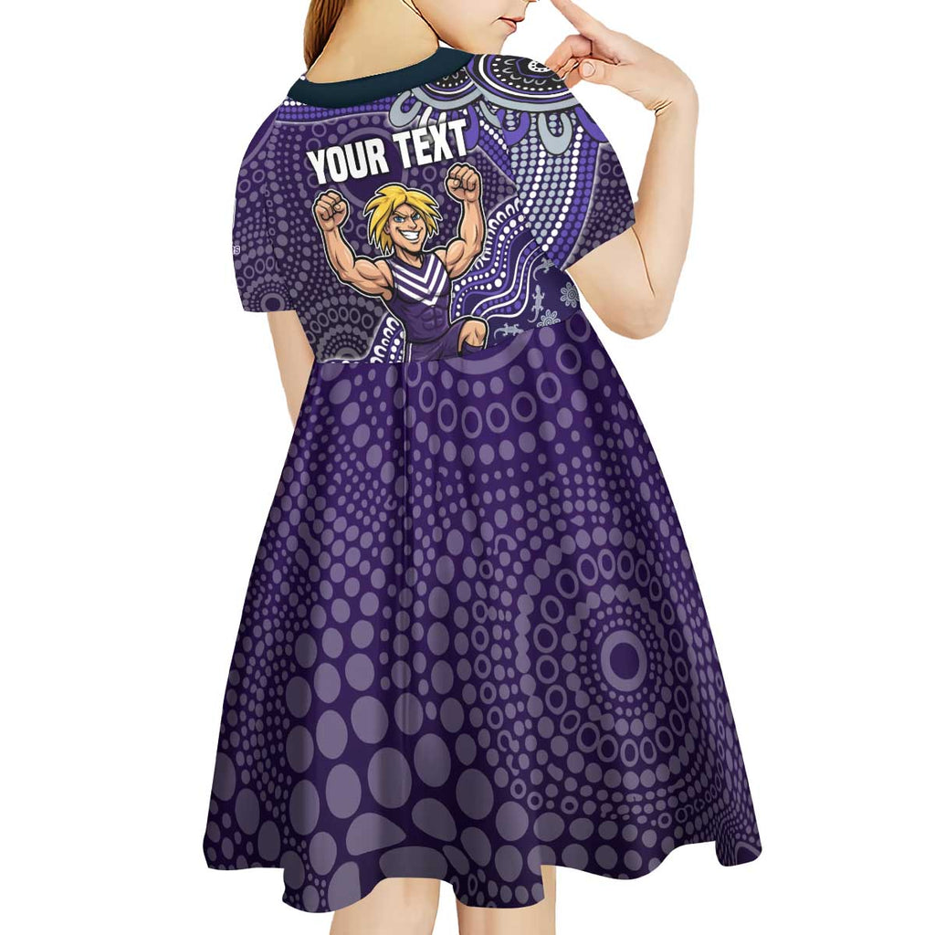 Personalized Freo Football Mascot Kid Short Sleeve Dress Aboriginal Dot Art Style Vibrant Indigenous Pattern Design