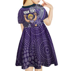 Personalized Freo Football Mascot Kid Short Sleeve Dress Aboriginal Dot Art Style Vibrant Indigenous Pattern Design