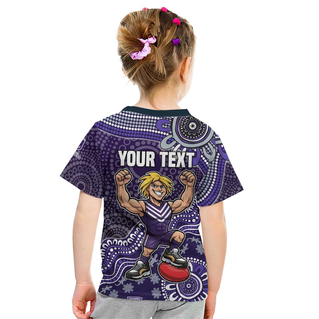 Personalized Freo Football Mascot Kid T Shirt Aboriginal Dot Art Style Vibrant Indigenous Pattern Design