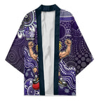 Personalized Freo Football Mascot Kimono Aboriginal Dot Art Style Vibrant Indigenous Pattern Design