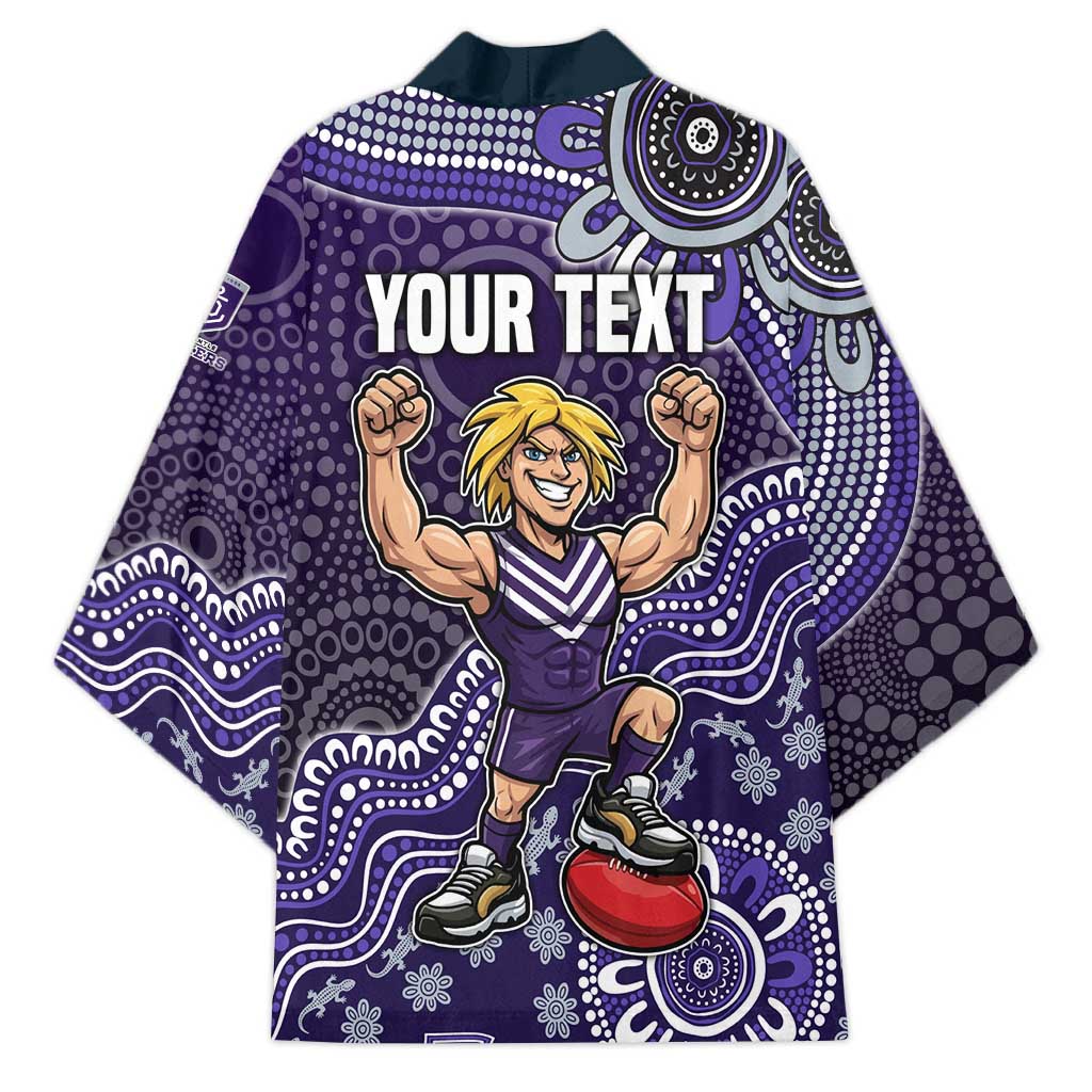 Personalized Freo Football Mascot Kimono Aboriginal Dot Art Style Vibrant Indigenous Pattern Design