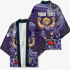 Personalized Freo Football Mascot Kimono Aboriginal Dot Art Style Vibrant Indigenous Pattern Design