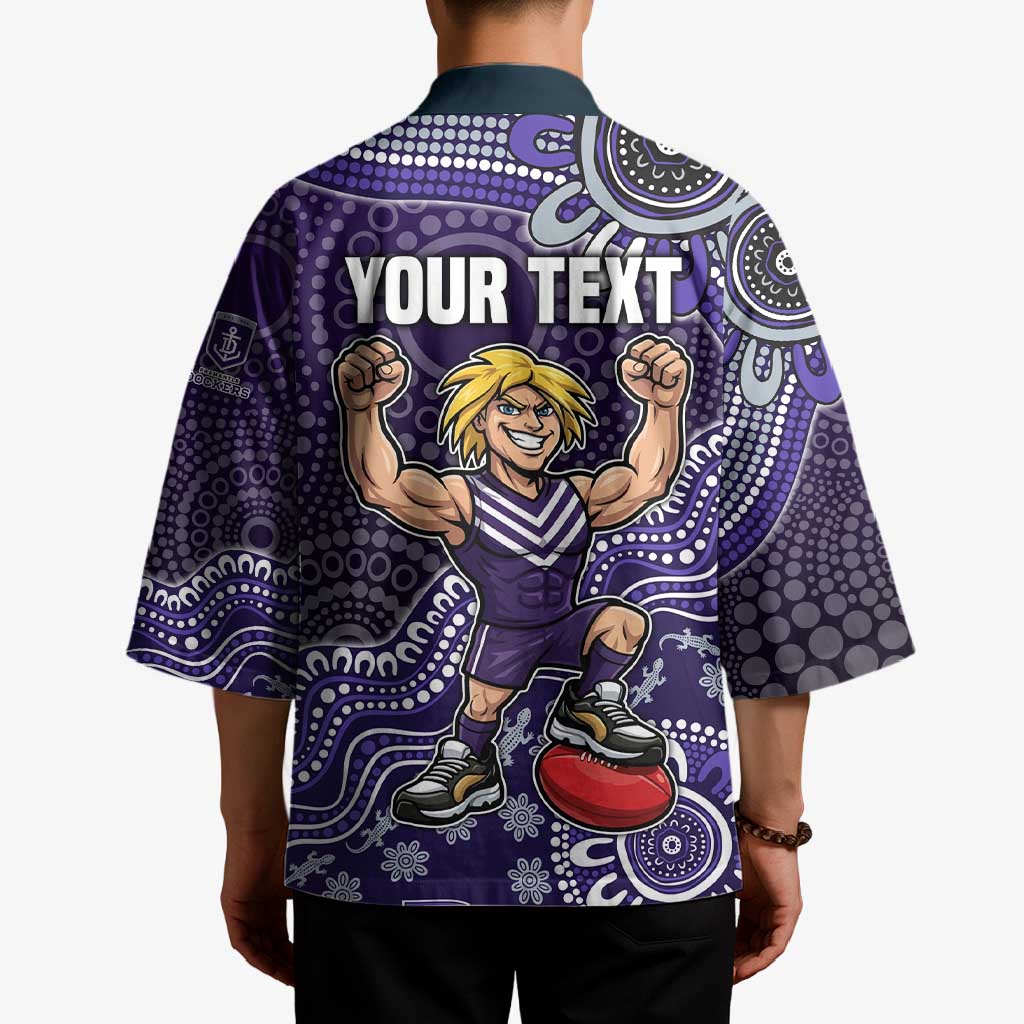 Personalized Freo Football Mascot Kimono Aboriginal Dot Art Style Vibrant Indigenous Pattern Design