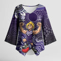 Personalized Freo Football Mascot Kimono Sleeve Blouse Aboriginal Dot Art Style Vibrant Indigenous Pattern Design