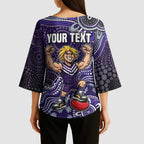Personalized Freo Football Mascot Kimono Sleeve Blouse Aboriginal Dot Art Style Vibrant Indigenous Pattern Design