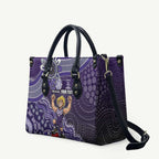 Personalized Freo Football Mascot Leather Bag Aboriginal Dot Art Style Vibrant Indigenous Pattern Design