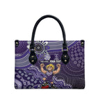 Personalized Freo Football Mascot Leather Bag Aboriginal Dot Art Style Vibrant Indigenous Pattern Design