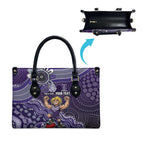 Personalized Freo Football Mascot Leather Bag Aboriginal Dot Art Style Vibrant Indigenous Pattern Design