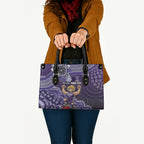 Personalized Freo Football Mascot Leather Bag Aboriginal Dot Art Style Vibrant Indigenous Pattern Design