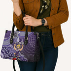Personalized Freo Football Mascot Leather Bag Aboriginal Dot Art Style Vibrant Indigenous Pattern Design