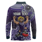Personalized Freo Football Mascot Long Sleeve Polo Shirt Aboriginal Dot Art Style Vibrant Indigenous Pattern Design