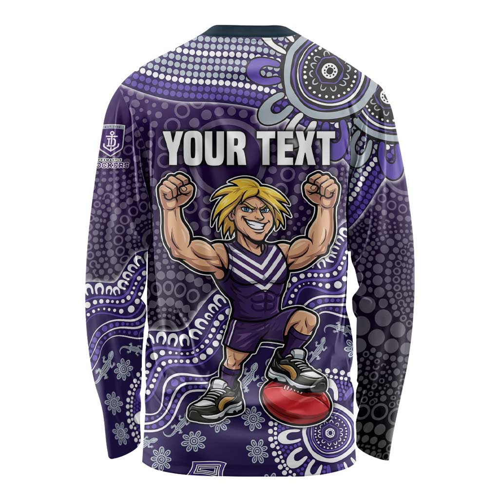 Personalized Freo Football Mascot Long Sleeve Shirt Aboriginal Dot Art Style Vibrant Indigenous Pattern Design