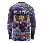 Personalized Freo Football Mascot Long Sleeve Shirt Aboriginal Dot Art Style Vibrant Indigenous Pattern Design