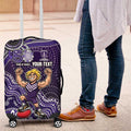 Personalized Freo Football Mascot Luggage Cover Aboriginal Dot Art Style Vibrant Indigenous Pattern Design