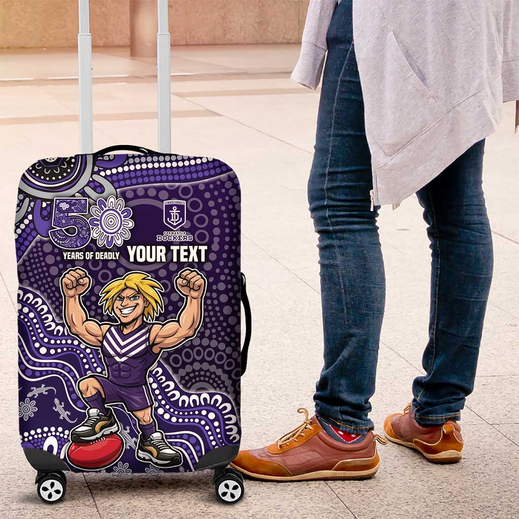 Personalized Freo Football Mascot Luggage Cover Aboriginal Dot Art Style Vibrant Indigenous Pattern Design