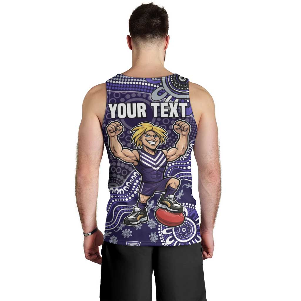 Personalized Freo Football Mascot Men Tank Top Aboriginal Dot Art Style Vibrant Indigenous Pattern Design