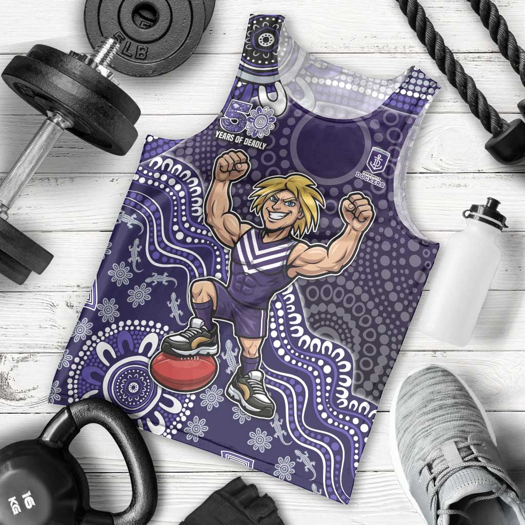 Personalized Freo Football Mascot Men Tank Top Aboriginal Dot Art Style Vibrant Indigenous Pattern Design