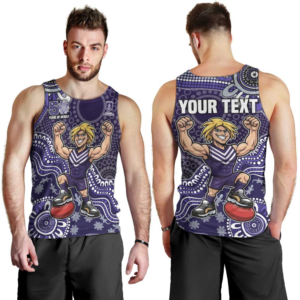 Personalized Freo Football Mascot Men Tank Top Aboriginal Dot Art Style Vibrant Indigenous Pattern Design