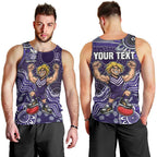 Personalized Freo Football Mascot Men Tank Top Aboriginal Dot Art Style Vibrant Indigenous Pattern Design