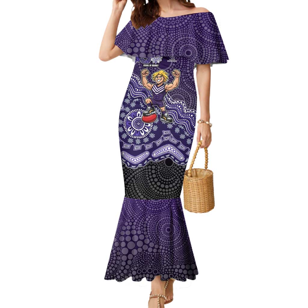 Personalized Freo Football Mascot Mermaid Dress Aboriginal Dot Art Style Vibrant Indigenous Pattern Design