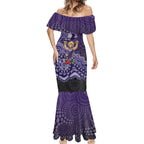 Personalized Freo Football Mascot Mermaid Dress Aboriginal Dot Art Style Vibrant Indigenous Pattern Design