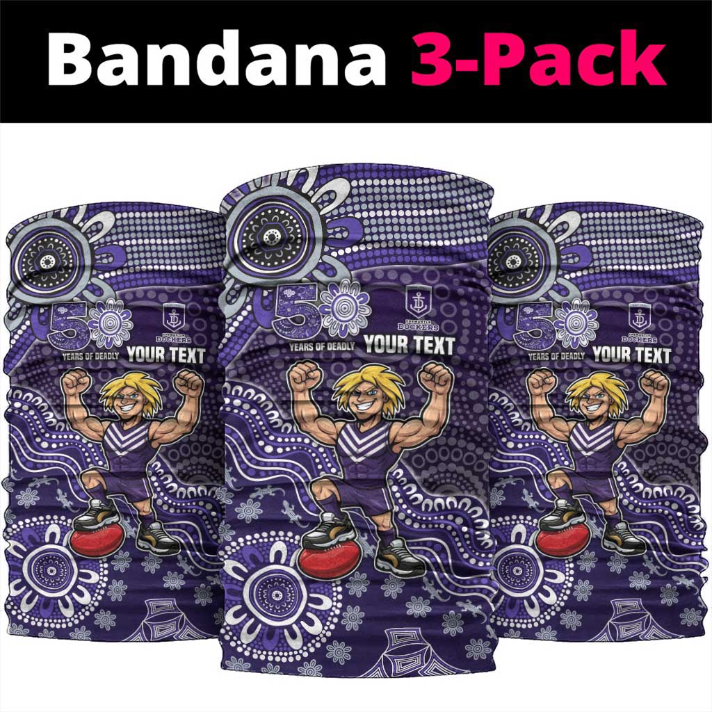 Personalized Freo Football Mascot Neck Gaiter Aboriginal Dot Art Style Vibrant Indigenous Pattern Design