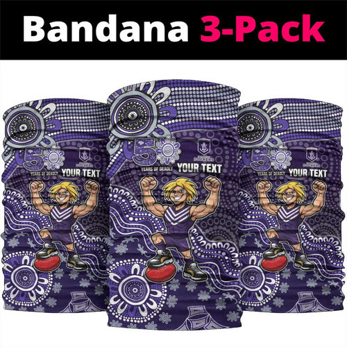 Personalized Freo Football Mascot Neck Gaiter Aboriginal Dot Art Style Vibrant Indigenous Pattern Design