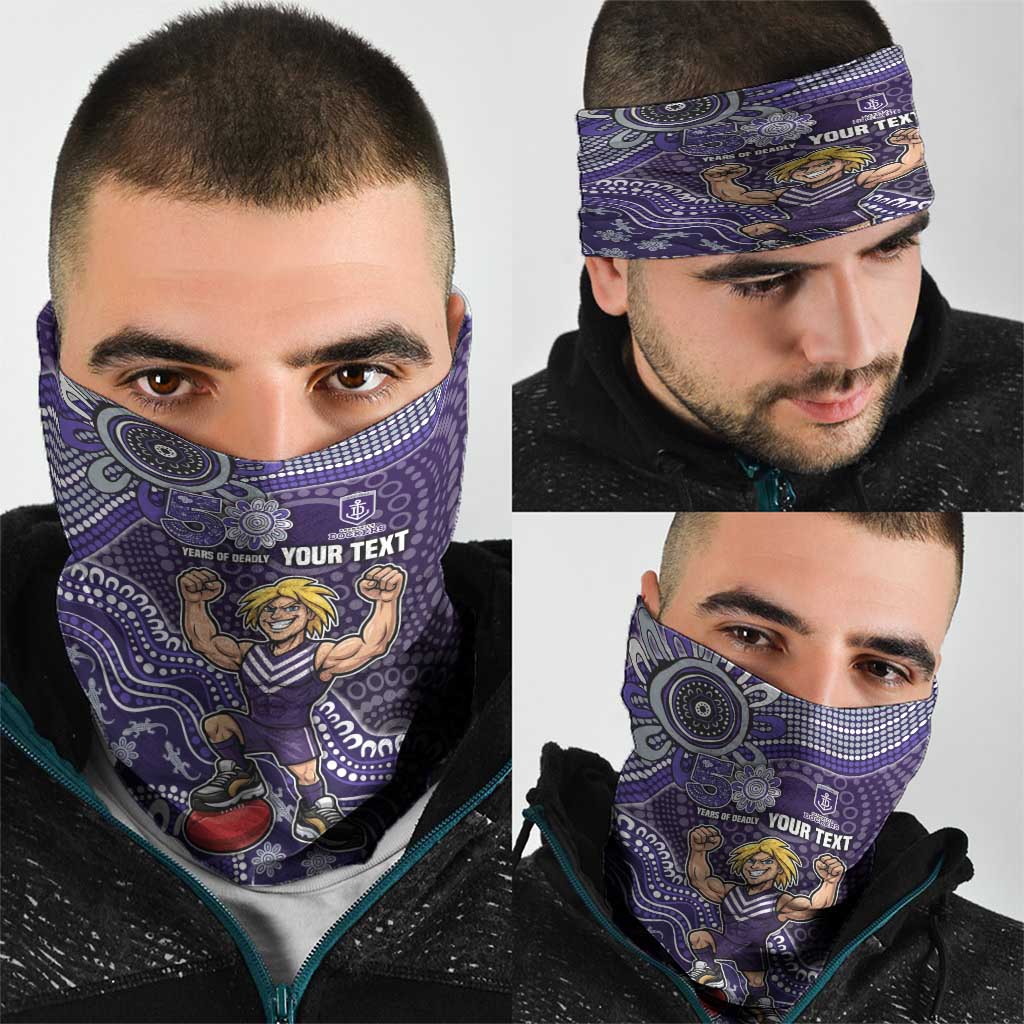 Personalized Freo Football Mascot Neck Gaiter Aboriginal Dot Art Style Vibrant Indigenous Pattern Design