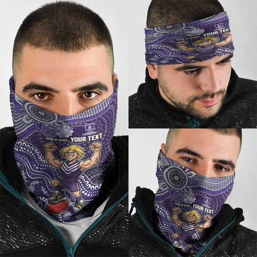 Personalized Freo Football Mascot Neck Gaiter Aboriginal Dot Art Style Vibrant Indigenous Pattern Design