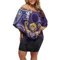 Personalized Freo Football Mascot Off Shoulder Short Dress Aboriginal Dot Art Style Vibrant Indigenous Pattern Design