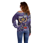 Personalized Freo Football Mascot Off Shoulder Sweater Aboriginal Dot Art Style Vibrant Indigenous Pattern Design