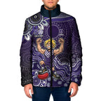 Personalized Freo Football Mascot Padded Jacket Aboriginal Dot Art Style Vibrant Indigenous Pattern Design