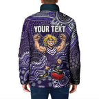 Personalized Freo Football Mascot Padded Jacket Aboriginal Dot Art Style Vibrant Indigenous Pattern Design
