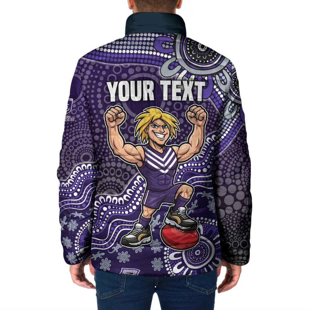 Personalized Freo Football Mascot Padded Jacket Aboriginal Dot Art Style Vibrant Indigenous Pattern Design