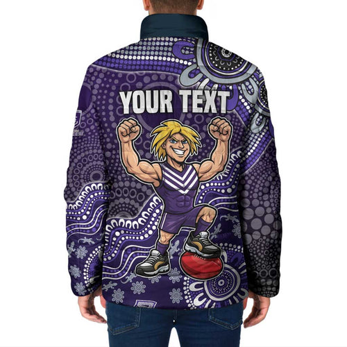 Personalized Freo Football Mascot Padded Jacket Aboriginal Dot Art Style Vibrant Indigenous Pattern Design