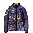 Personalized Freo Football Mascot Padded Jacket Aboriginal Dot Art Style Vibrant Indigenous Pattern Design