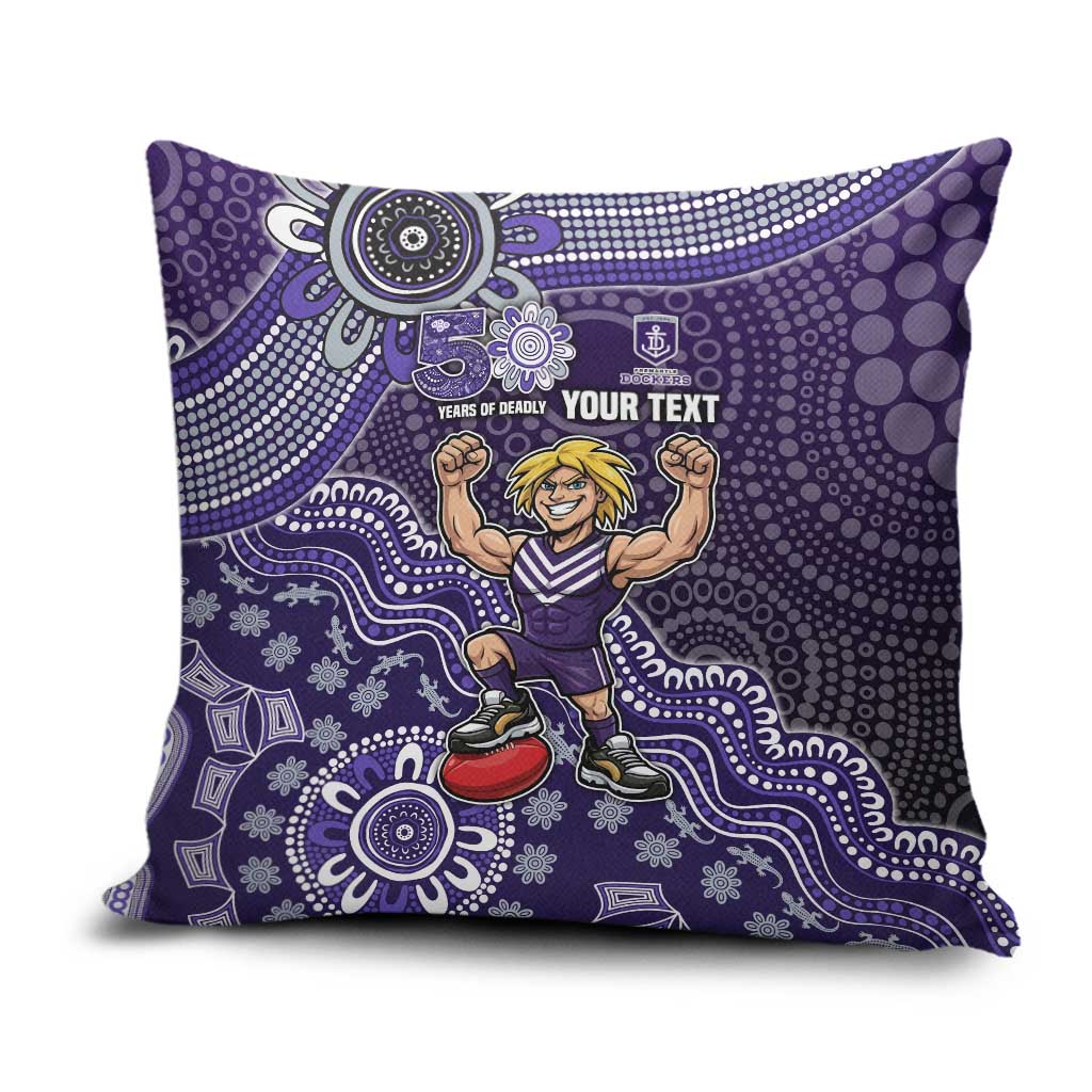 Personalized Freo Football Mascot Pillow Cover Aboriginal Dot Art Style Vibrant Indigenous Pattern Design
