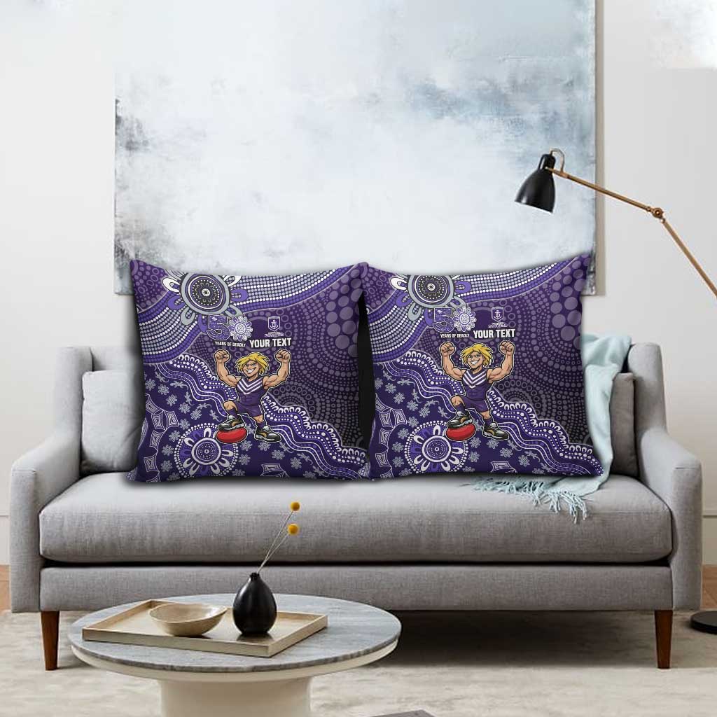 Personalized Freo Football Mascot Pillow Cover Aboriginal Dot Art Style Vibrant Indigenous Pattern Design